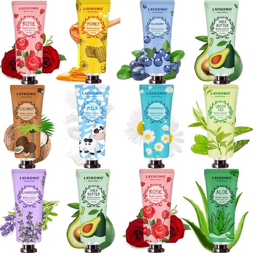 12 Pack Body Lotion Gift Set for Women,Natural Fragrance Body Care Cream Moisturizing Travel Size Body Lotion With Shea Butter and Aloe,Bulk Body Lotion Sets,Galentines Day Gifts,Valentines Gifts
