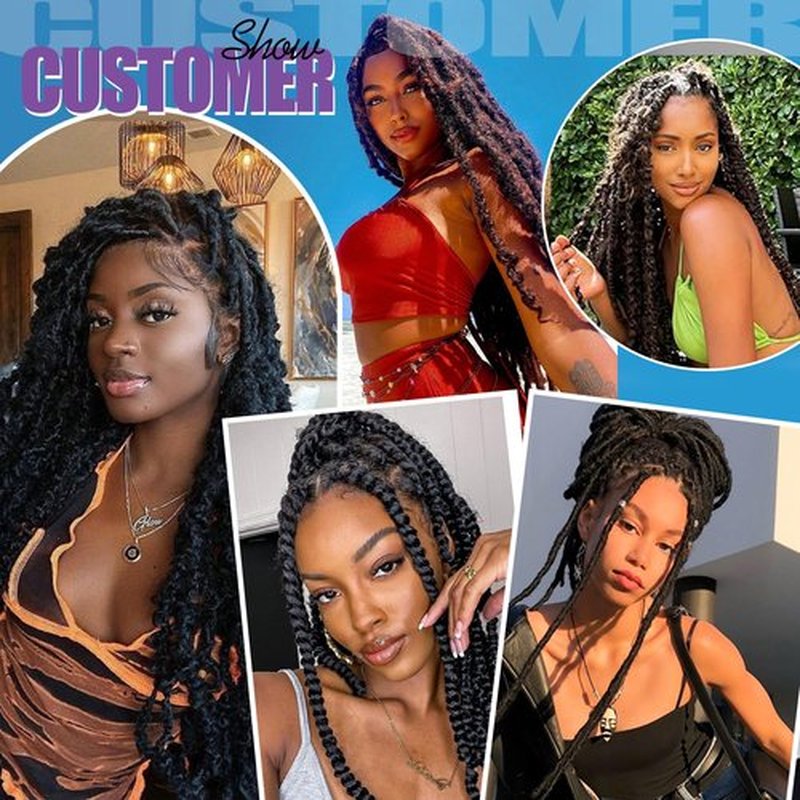 Springy Afro Twist Hair 18inch Marley Twist Braiding Hair 8 Packs Pre Separated Wrapping Hair for Soft Locs Kinky Twist Crochet Hair for Women (1B, 18Inch (Pack of 8))