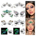 Face Gems 8 Sets Mermaid Face Jewels Self Adhesive Festival Gem Stickers Eyes Body Face Stickers Crystal Festival Accessory for Carnival, Party, Halloween