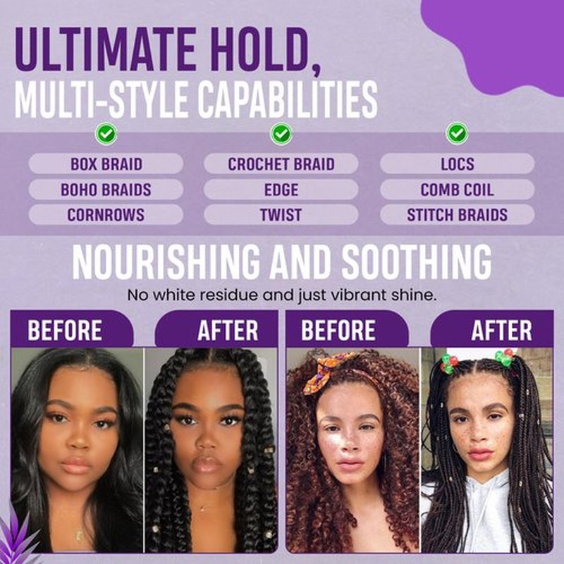 Tender Tangles Braid Gel for Cornrow, Box Braid, Loc and Twist Style, Strong Hold, Aleo Vera scent 8.8 Fl.oz
