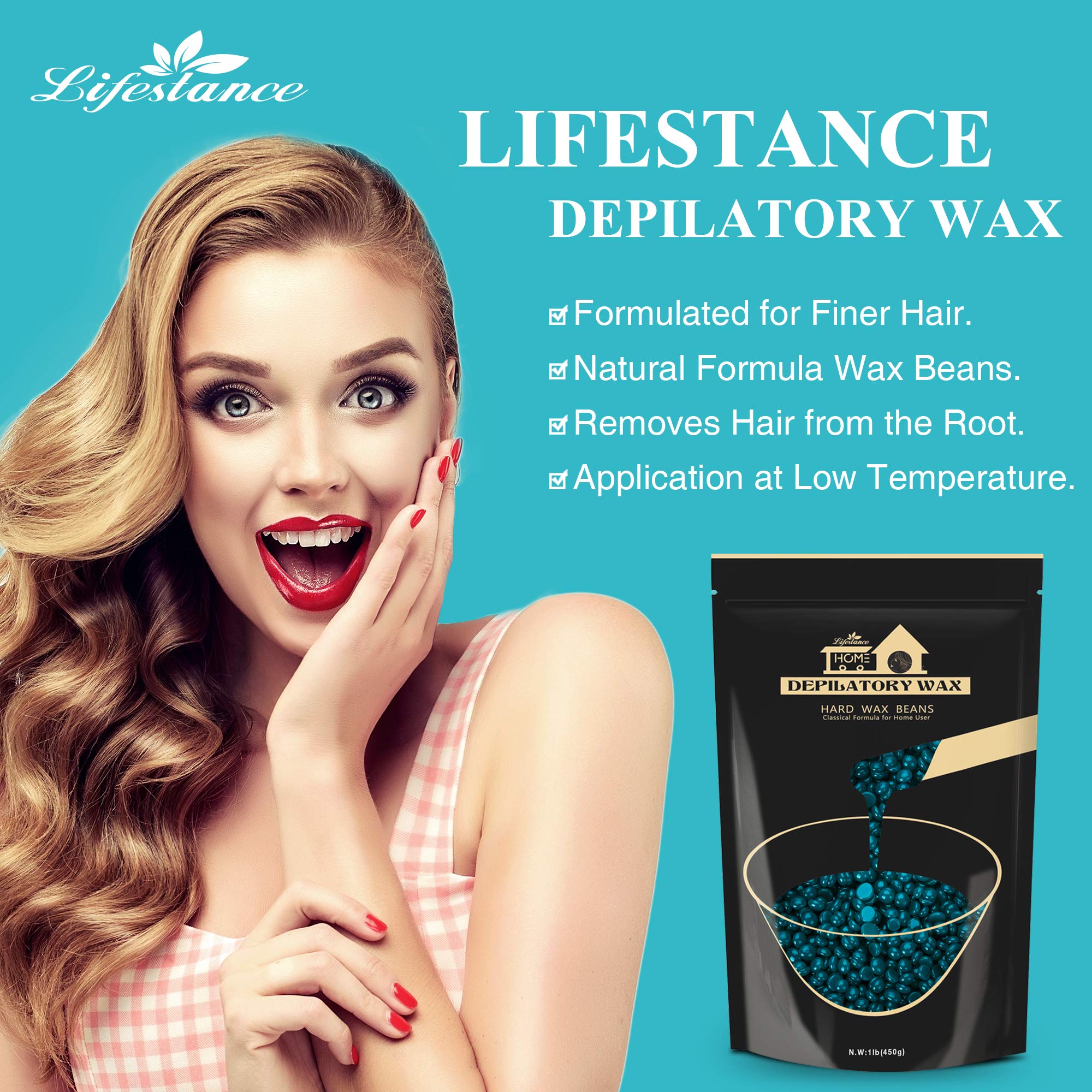 Lifestance Hard Wax Beads, 1lb, Jasmine, Sensitive Skin, Hair Removal