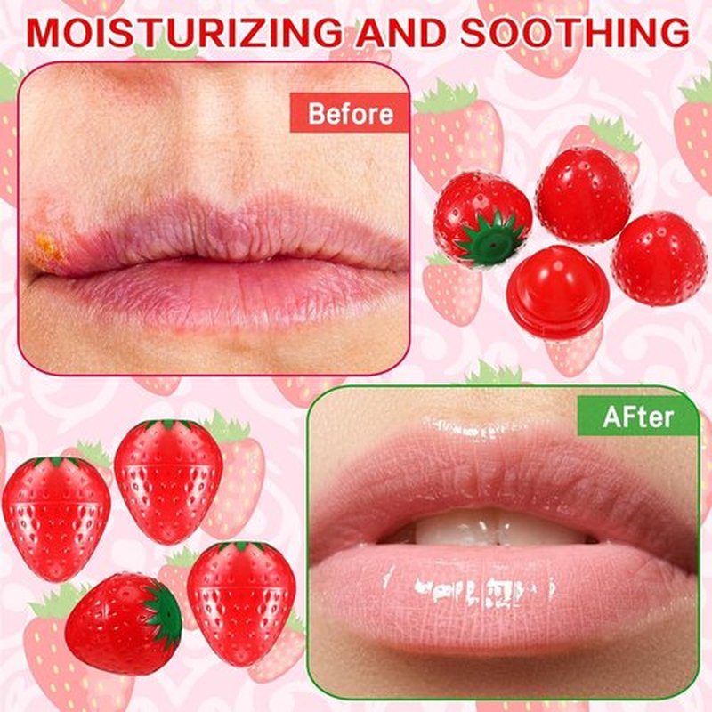 Skiennix 12 Pcs Strawberry Lip Balm - Moisturizing, Plumping & Wrinkle Repair | Perfect Valentine's Gift