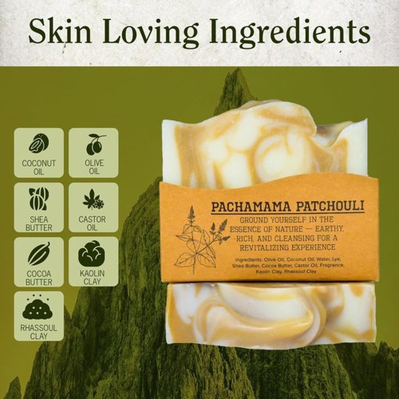 CompassSoap Pachamama Patchouli Bar Soap - Natural & Gentle Lather | 5 oz Pack of 2 for Men & Women