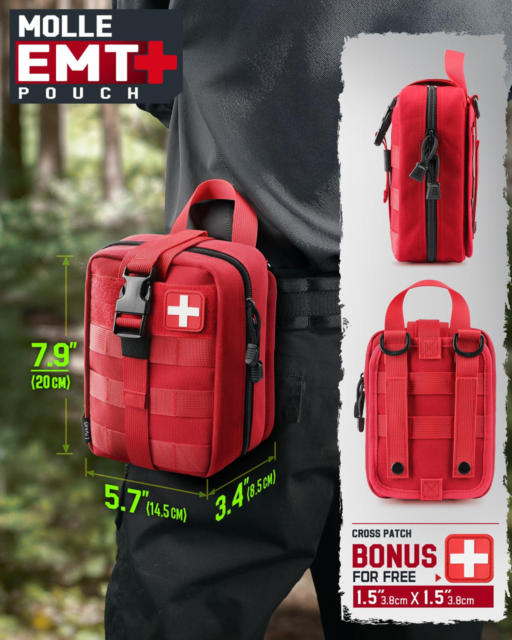 LIVANS 1000D First Aid Bag Empty Medical Ifak Pouch Molle EMT Pouches Rip-Away Tactical Military Trauma Emergency Medic Bag