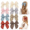 doboi 8PCS Baby Girls Hair Clips Fable Hair Bows Cotton Linen Bows for Girls Hair Accessories for Baby Toddlers Kids