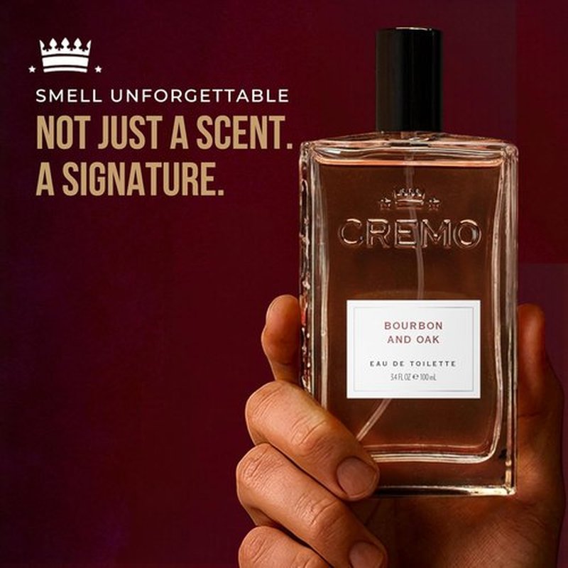 Cremo Cologne For Men - Bourbon & Oak Men's Fragrance Spray, Sophisticated Distiller’s Spice Blend, 3.4 Fl Oz