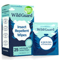 Wild Guard Mosquito Repellent Wipes (50 Pack), DEET Free Insect Repellent, Individually Wrapped Bug Wipes for Kids and Family, Travel Size for Camping, Hiking and Beach, 8 Hour Protection