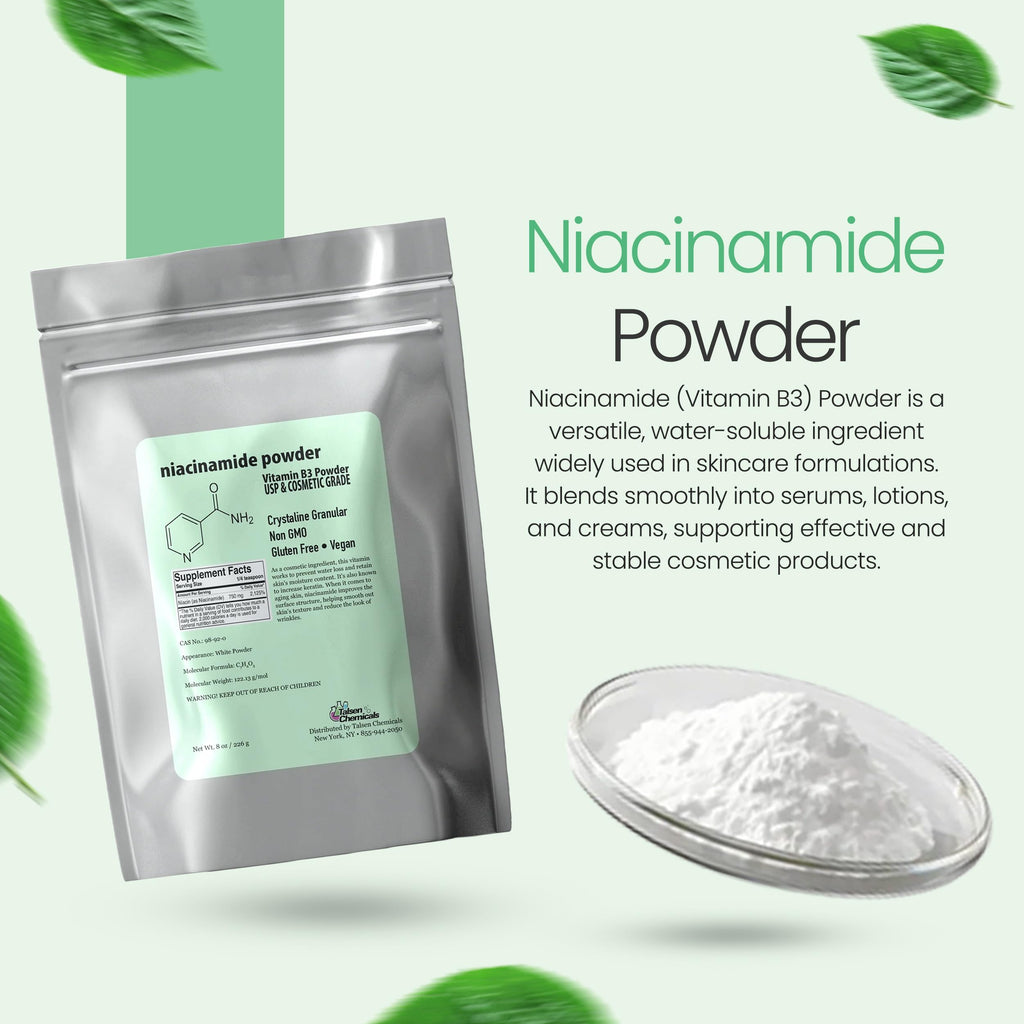 Talsen Chemicals Pure Niacinamide Powder for Skin Care (Vitamin B3) DIY Niacinamide Serum, Niacin Powder (4 Ounce / 113 Gram) Cosmetic Grade