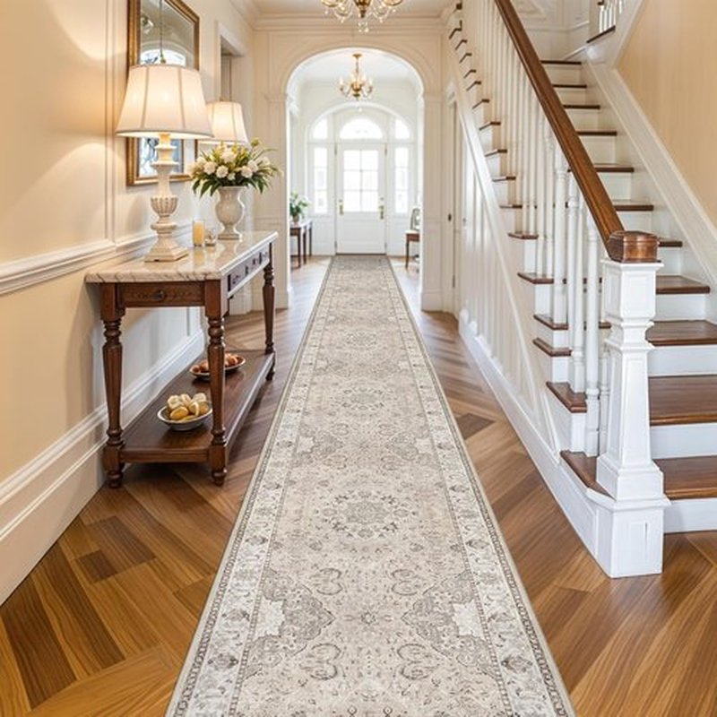 Hallway Washable Runner Rug - Vintage Soft Non-Slip 3x20 Indoor Carpet for Entryway & Living Room | Beige