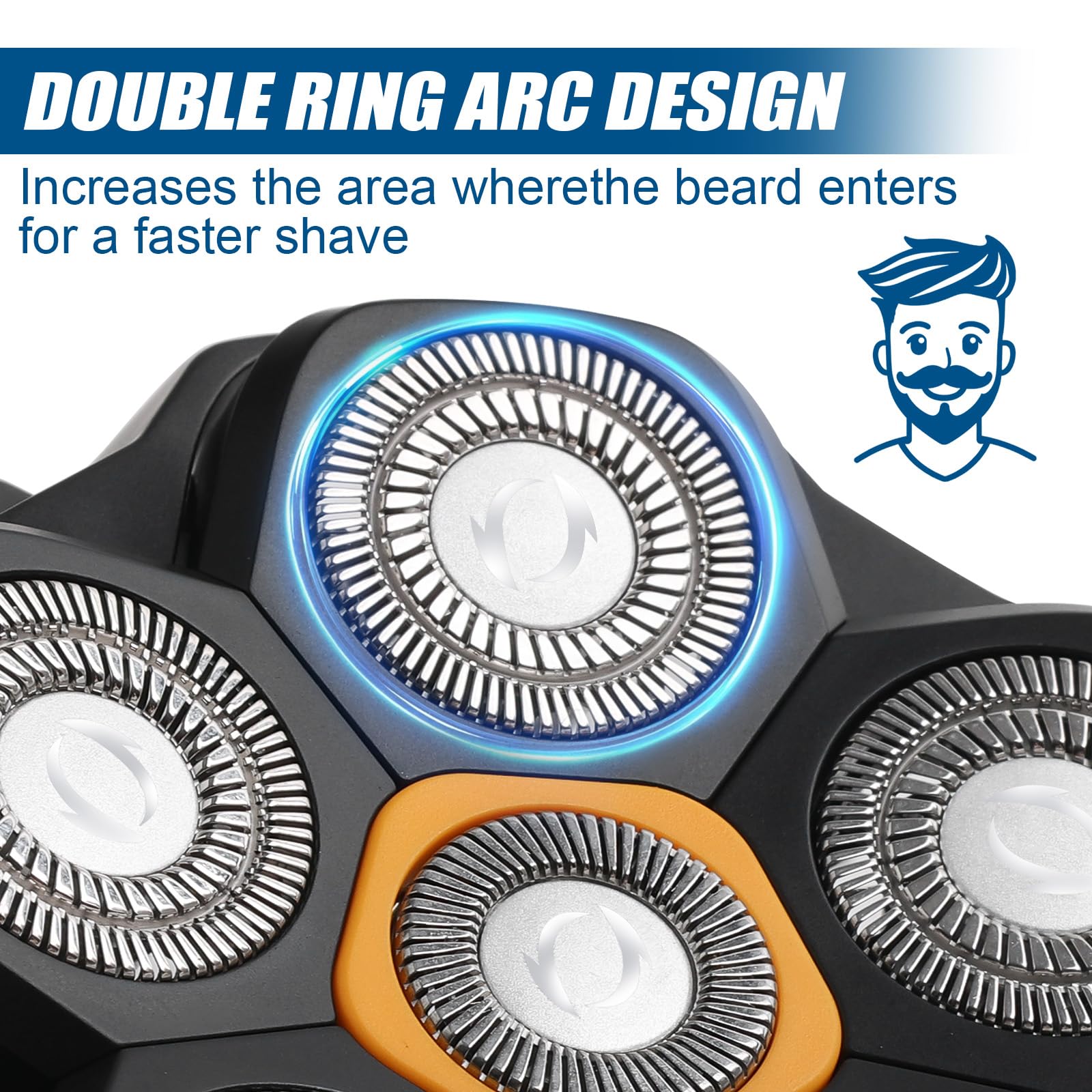 2 pcs 6 Blade Head Shaver Replacement Heads Compatible with Wyklaus Redbreak Detona DOAO Head Shaver