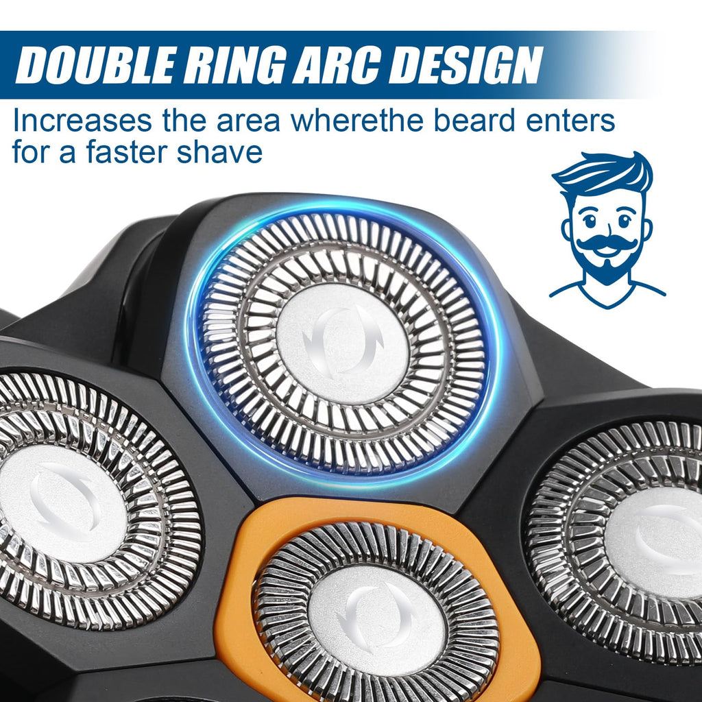Universal Magnetic 6 Blade head shaver Replacement heads Compatible with Wyklaus Redbreak Detona DOAO head shaver