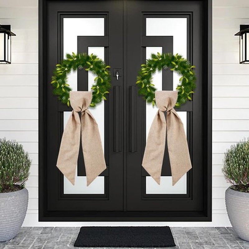Skiennix 2 Pack Burlap Wreath Sash - Blank for Monogram Embroidery | 5'' L x 54'' W, Brown