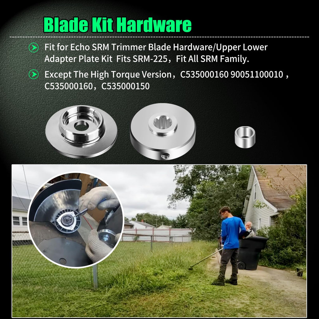 AQBB Blade Kit Hardware Compatible with Echo SRM Trimmer Blade Hardware/Upper Lower Adapter Plate Kit Fits SRM-225，Fit All SRM Family. Except The High Torque Version，C535000160 ，90051100010