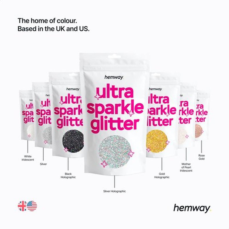Hemway Premium Ultra Sparkle Glitter Multi Purpose Metallic Flake for Arts Crafts Nails Cosmetics Resin Festival Face Hair - Silver - Chunky (1/40" 0.025" 0.6mm) 100g / 3.5oz