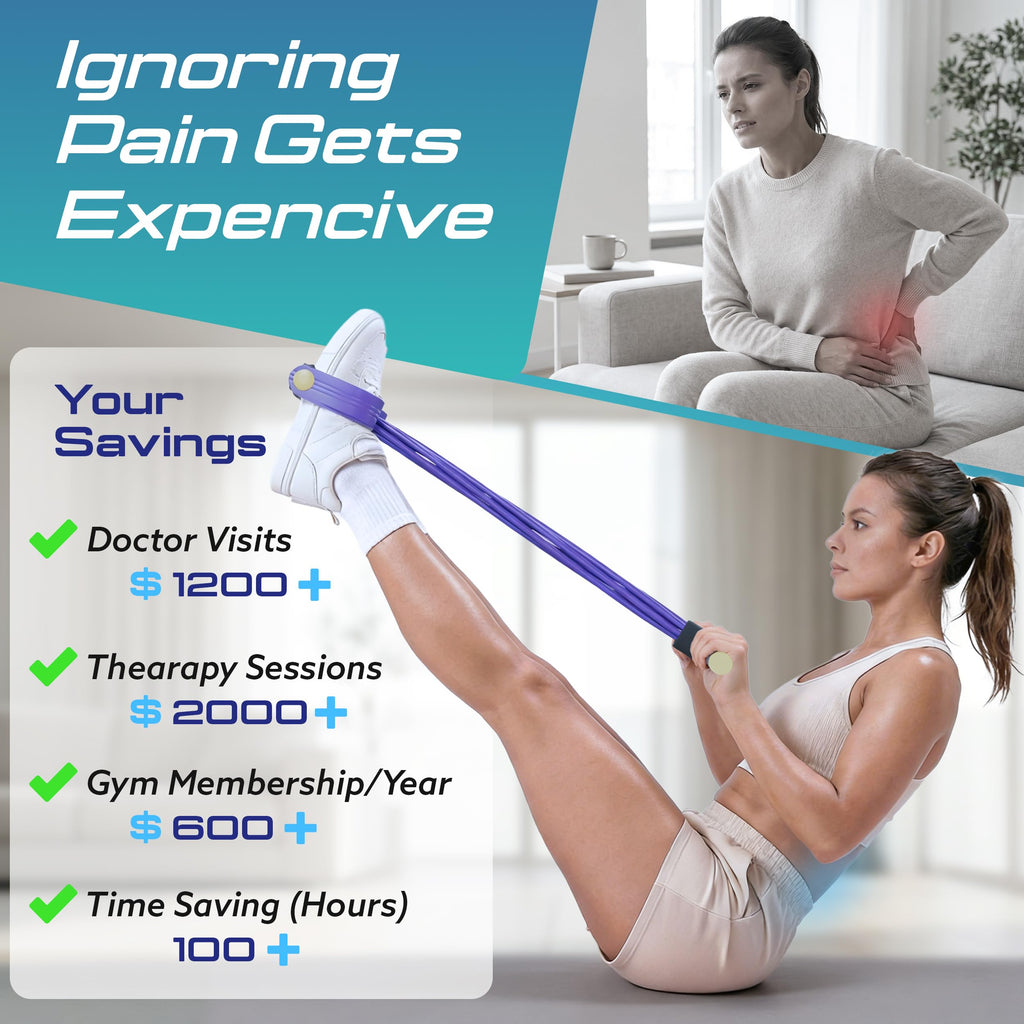 RZHEST Resistance Band with Pedals, 6 Tube Pedal Resistance Band for Full Body Home Workout, Exercise Band with Handles for Abs, Glutes, Arms & Legs, Portable Fitness Equipment for Women