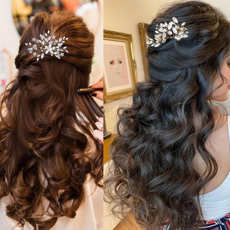 10 pcs Bride Hair Pins Rhinestone Bridal Hair Piece for Women Crystal Hair Accessories for Bride Bridesmaids Flower Girls(Gold)