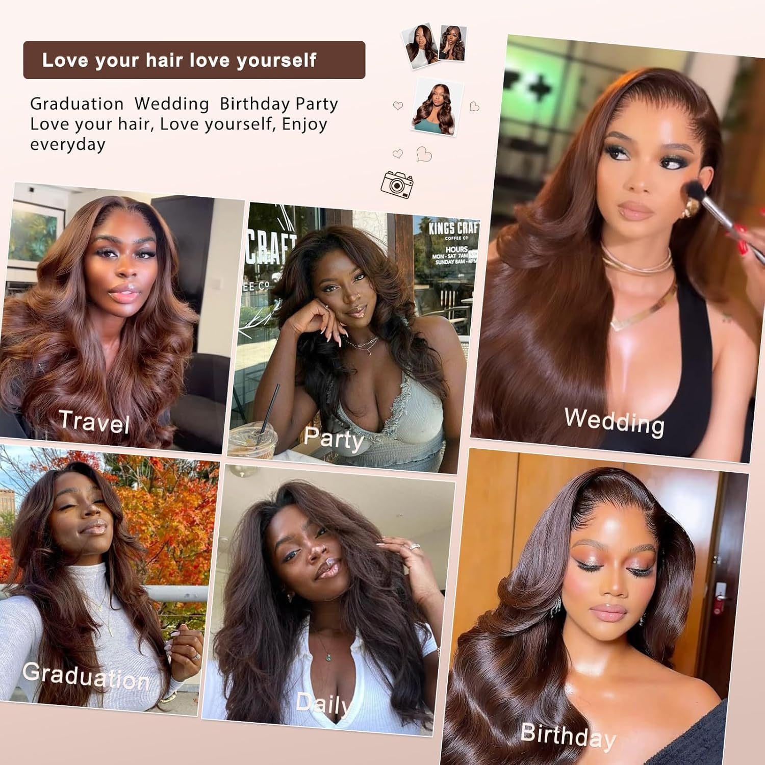 vivehebe Chocolate Brown Lace Front Wig 26 Inch 13x4 Body Wave HD Lace Front Wigs Human Hair Pre Plucked 180% Density Brown Wig for Women