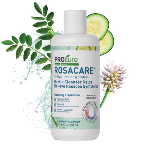 PROcure Rosacare Gentle Cream Cleanser – Hyaluronic Acid, Niacinamide & Licorice Root Face Wash for Sensitive, Redness-Prone Skin – Daily Use