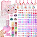 Kids Nails and Nail Polish for Girls, 144 Mini Press On for Kids, 12 Non-Toxic Nail Polish, Dryer, Gems Stickers, Cute Nail Stuff Gift for Girls Age 8-12