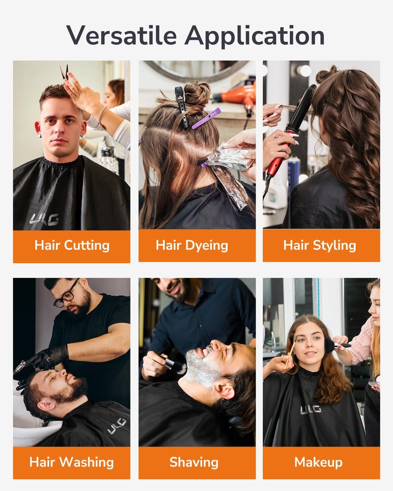 ULG Professional Hair Cutting Cape with Neck Duster Brush Waterproof Extra Large Size Salon Barber Cape Haircut Cape for Men Women and Kids, 57”×72” Full Body Coverage, Black