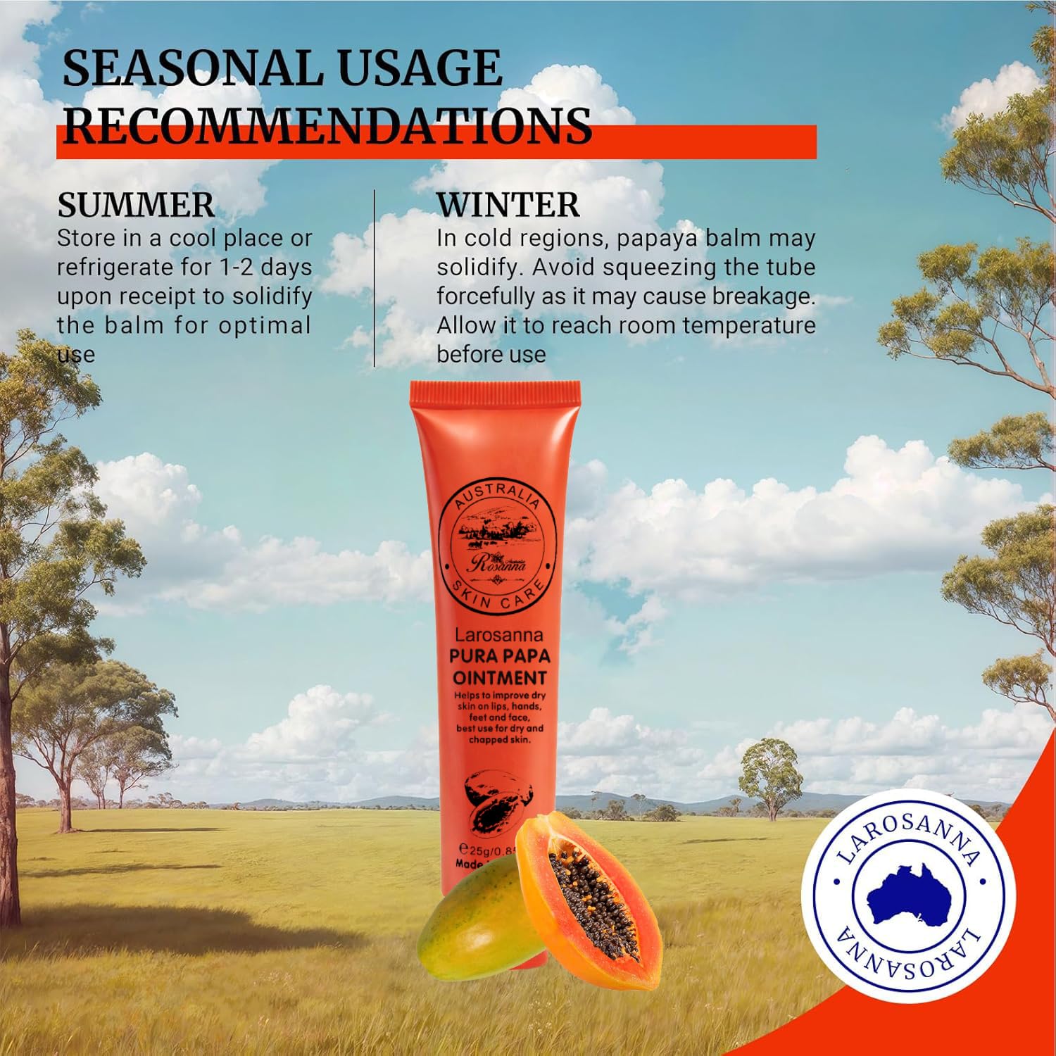 larosanna 2 Pack Papaw Ointment, 25g Each Papaya Cream Imported Directly From Australia