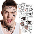 4 Sheets Cosplay Hip-Hop Temporary Face and Body Tattoos – Rapper-Inspired Fake Tattoo Stickers for Men, Women and Kids – Realistic Waterproof Tattoos for Cosplay, Halloween, Parties