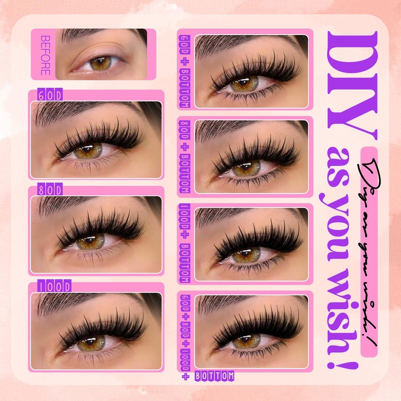 Volume Lash Clusters Spikes Cluster Eyelash Extensions 60D 80D 100D Thick Spiky Individuals Lashes 5-19mm Mega Wispy Eyelash Extension Fluff DIY D Curly Lash Extension with Bottom Lashes 296Pcs