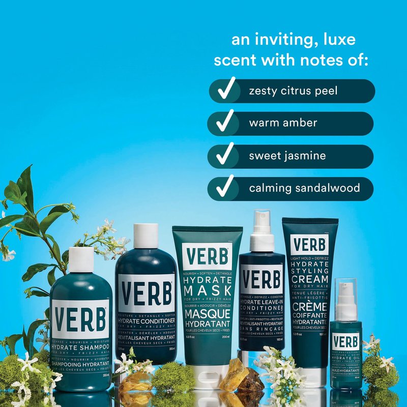 VERB Hydrate Styling Cream, 5.3 oz - Smooth + Reduce Frizz for Dry + Frizzy Hair - Amber + Warm Jasmine Scent