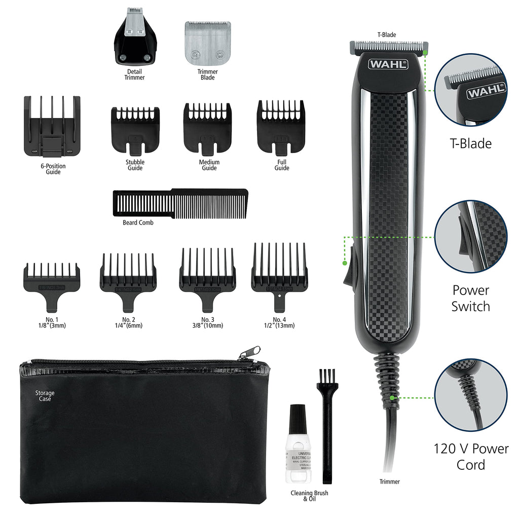 Wahl PowerPro Corded Detailer Trimmer Kit for Mens Grooming – for Beard, Mustache, Stubble, Ear, Nose, & Body Grooming – Model 9686, (Pack of 3)