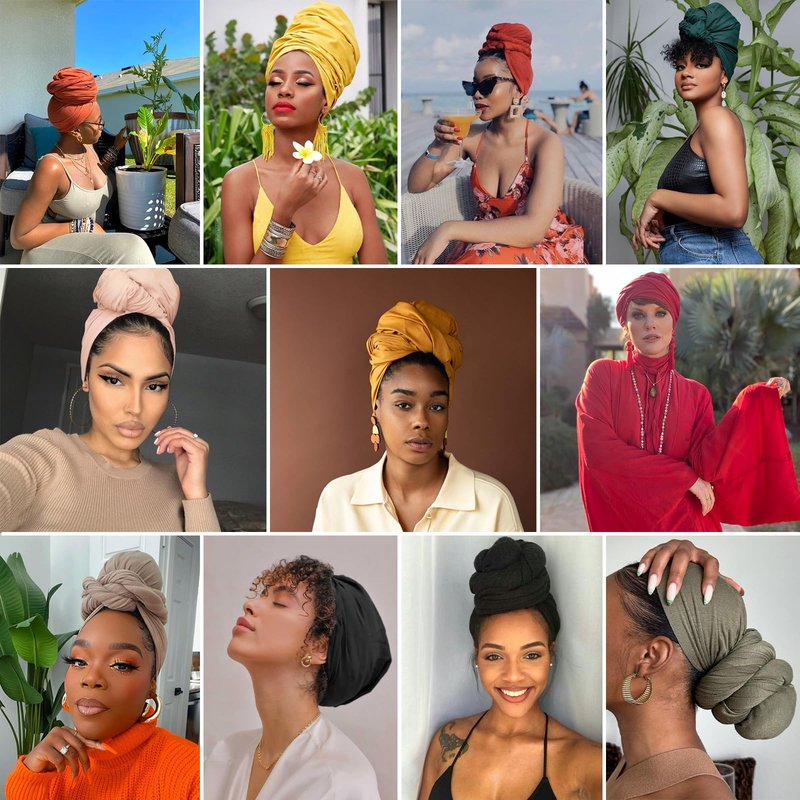 XTREND 1 Piece Head Wrap Jersey Turban Urban Hairband Scarf Fashion Headband Solid Color Breathable Soft Extra Long Head Band Tie for Women (Dark Brown)