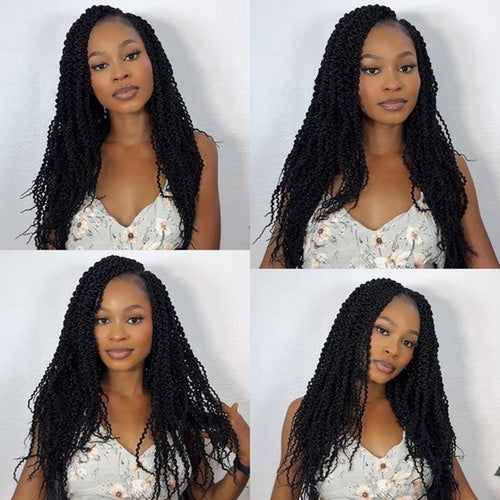 18Inch Curly Senegalese Twist Crochet Hair For Black Women - 7 Packs, 20 Strands/Pack Small Twist Crochet Braids Hair with Straight Ends, Synthetic Crochet Braids(1B,18 Inch)