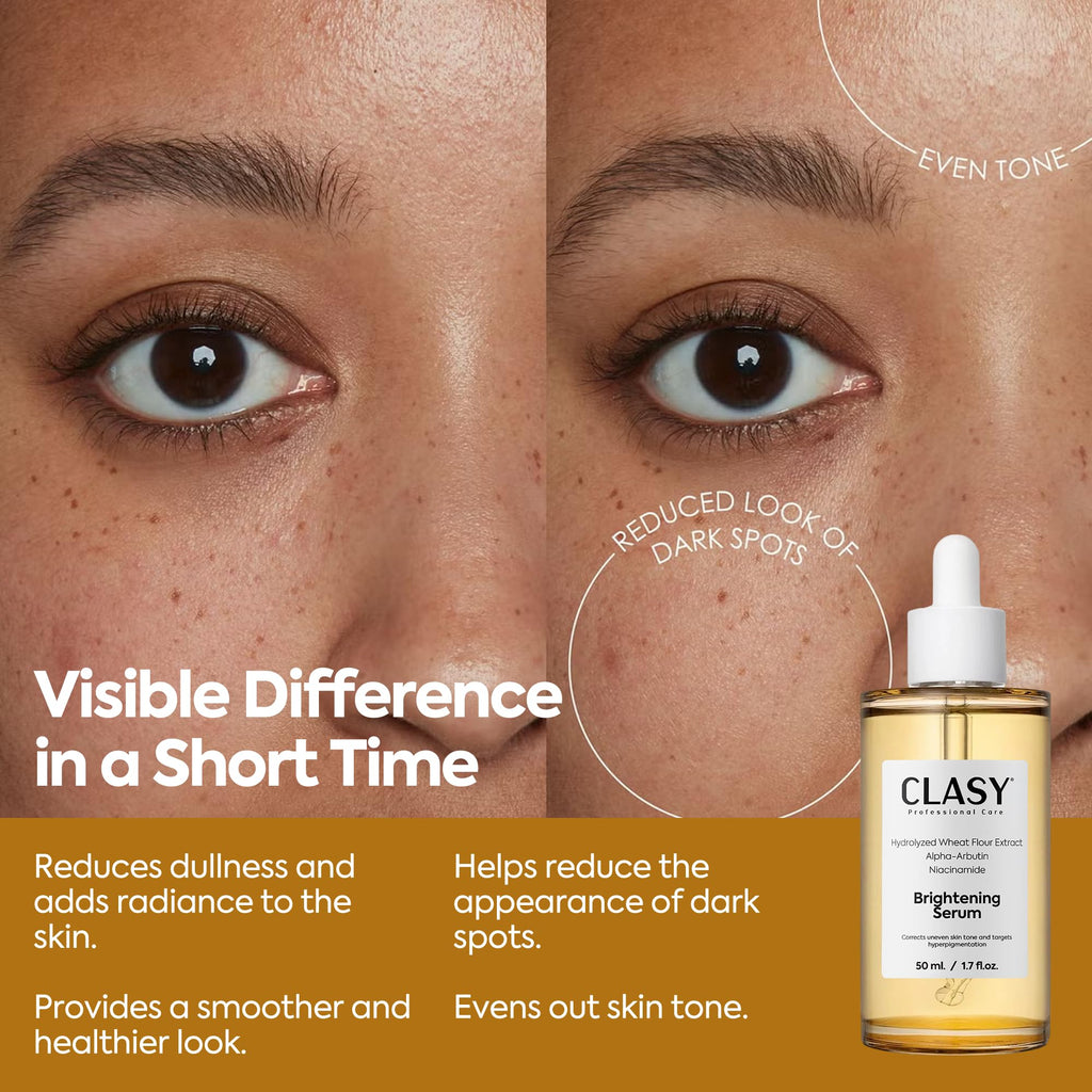 Clasy Care Radiance Boosting Facial Serum – Niacinamide, Alpha Arbutin & Hyaluronic Acid | Lightweight Hydrating Serum for a Fresh, Even-Looking Glow, 50 ml