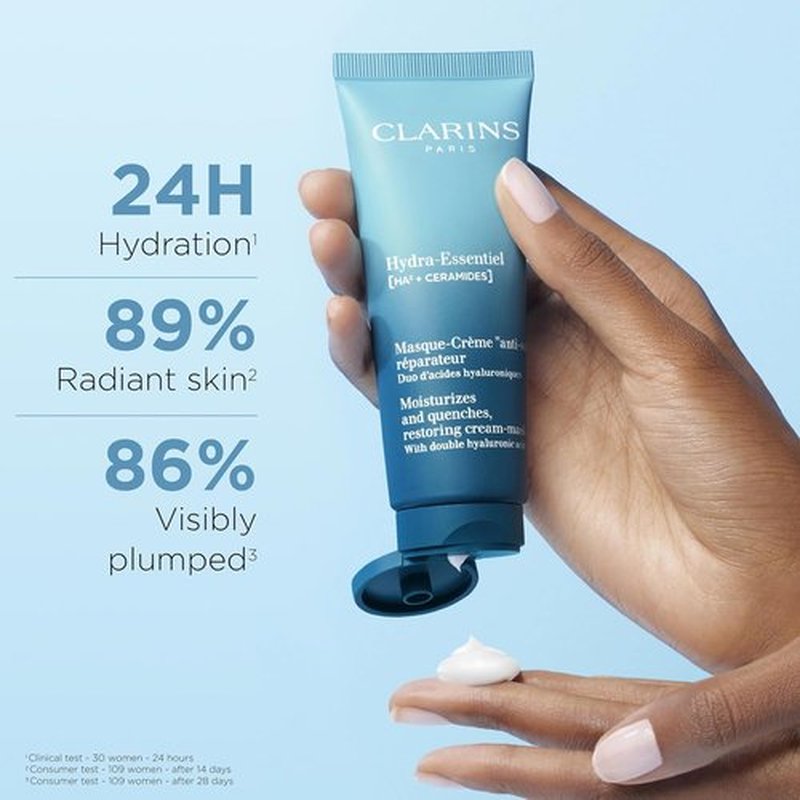 Clarins Hydra-Essentiel Face Mask - Hydrating Formula for Plumper Skin | 24H Moisture + Radiance Boost | 2.5 Oz