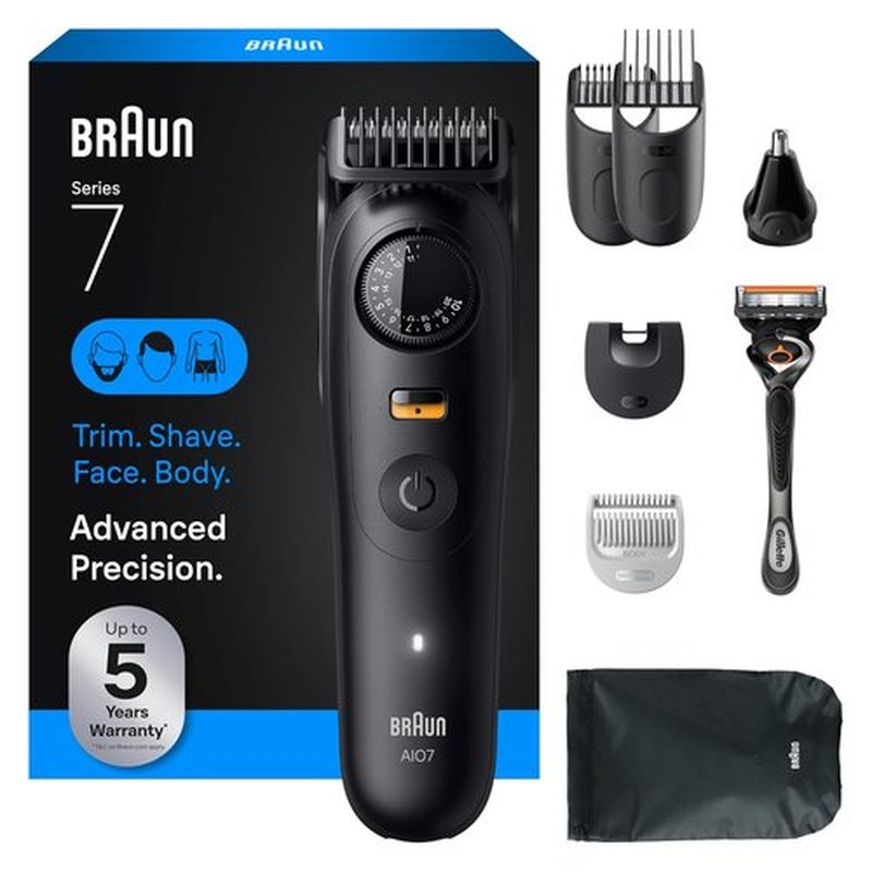 Braun Series 7 All-in-One Beard & Body Grooming Kit - Cordless Trimmer, Hair Clippers & Shaver with Gillette ProGlide Razor | Model AIO 7530