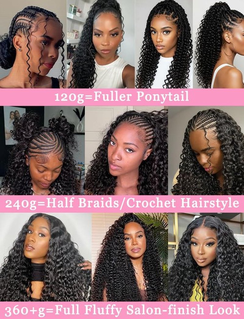 Tealoves Human Crochet Hair Curly 16inch 120g Crochet Human Hair Pre Looped Deep Wave Crochet Bundle Pre-Separated Feather Knotless Invisible Curly Crochet Hair for Women 1B
