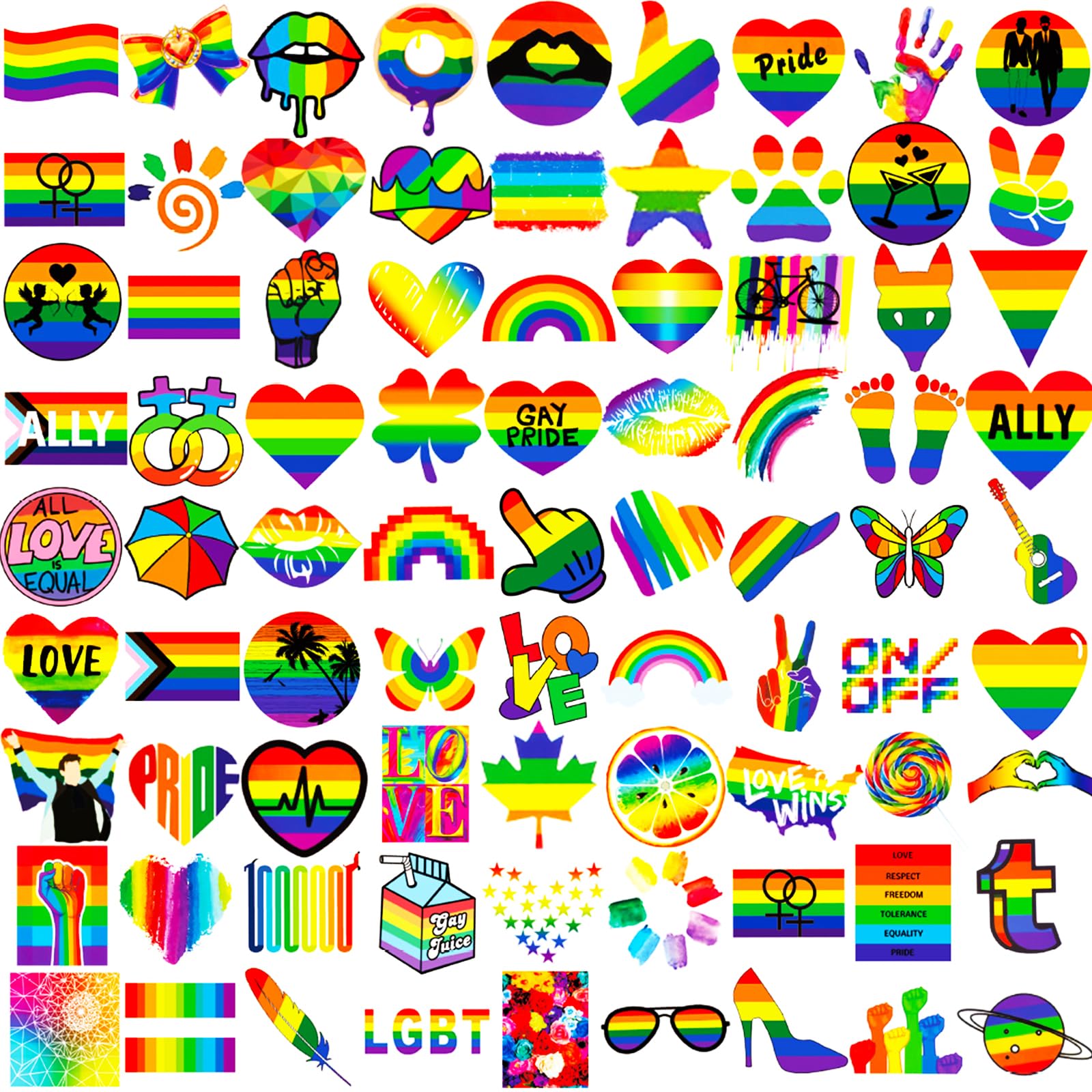 Zomme 144 Pcs Pride Tattoos, LGBT Rainbow Temporary Tattoos, Pride Temporary Tattoos, Waterproof Rainbow Flag Tattoo Stickers for Pride Equality Parades