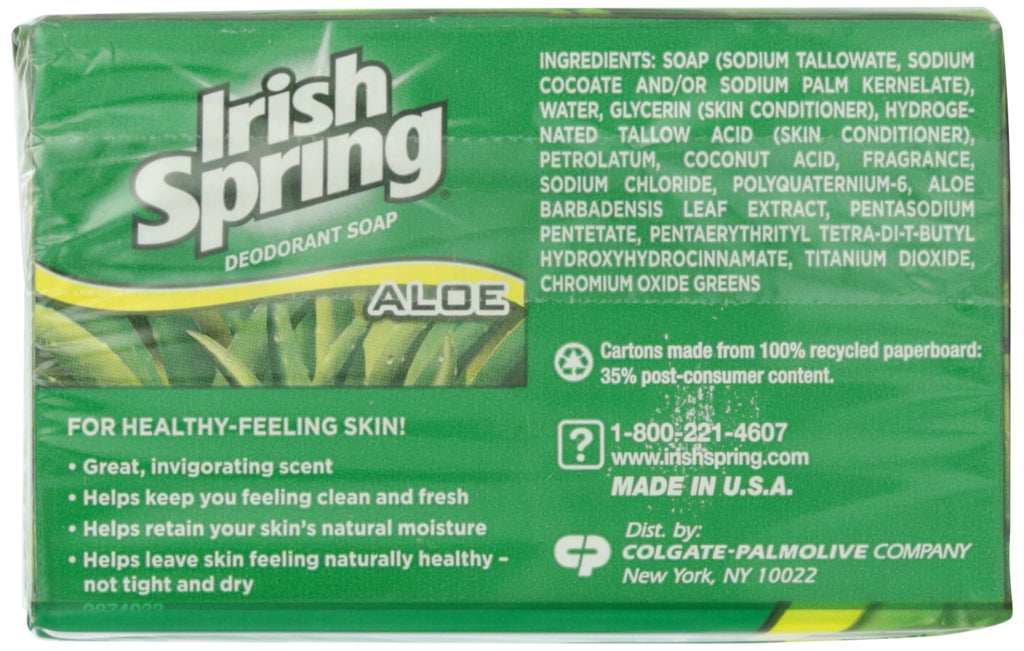 Irish Spring Deodorant Bath Bar Aloe,3.75 Ounce, 3 Count