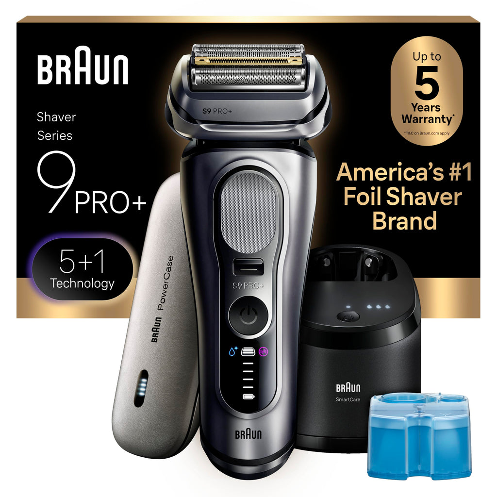Braun Electric Razor for Men Series 9 PRO+ Electric Foil Shaver with Precision Trimmer, 6in1 SmartCare Center, Travel Powercase, 9677cc