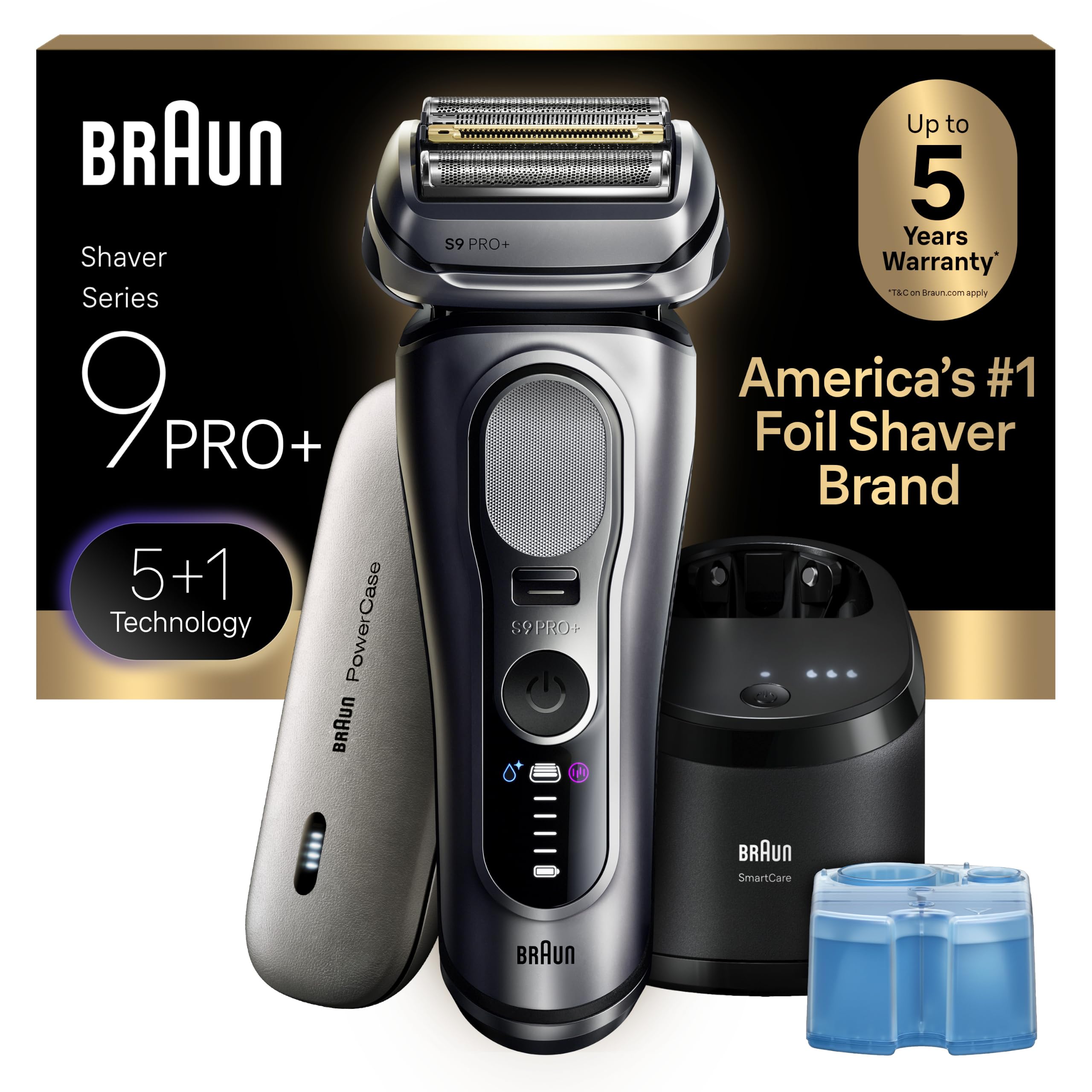 Braun Electric Razor for Men Series 9 PRO+ Electric Foil Shaver with Precision Trimmer, 6in1 SmartCare Center, Travel Powercase, 9677cc