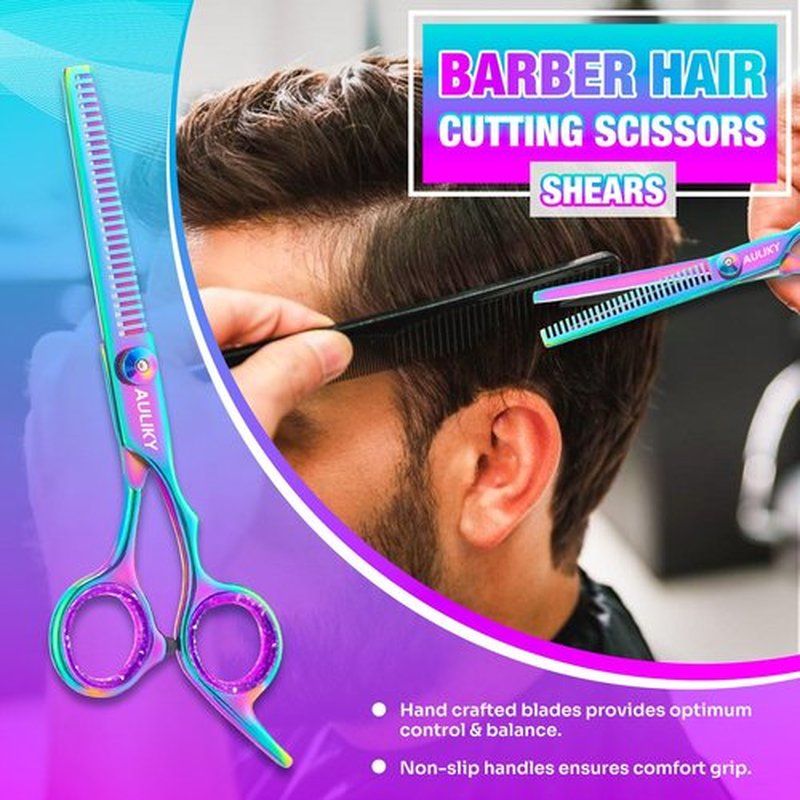 Hair Cutting Scissors Shears Kit, 6.7” Barber Scissors,Professional Haircut Kit,Stainless Steel Hairdressing Thinning Scissors Shears for Barber,Salon,Women,Home,Men