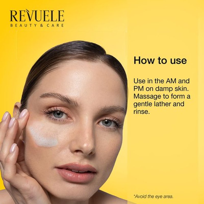 Revuele Vitamin C Facial Cream Cleanser – Gentle Daily Face Wash for Brightening & Hydration 5.07 fl.oz, Vegan & Cruelty-Free