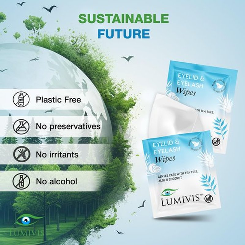 Lumivis Tea Tree Oil Eyelid Wipes – 36 Individually Wrapped Pads for Daily Eye Cleansing, Makeup Removal & Eyelid Hygiene – Gentle, Soothing, Natural Formula