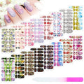 224 Pieces 16 Sheets Flower Full Wrap Nail Polish Stickers Self Adhesive Nail Wraps Nail Decals Nail Polish Sticker Butterfly Flower Nail Decals for Women Nail Decoration