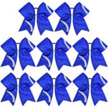 8 PCS Softball Bows 8" Softball Cheer Bows Bulk Hair Bows Cheerleading Sports Cheerleader Ponytail Holder Softball Accessories for Girls College Competition Blue