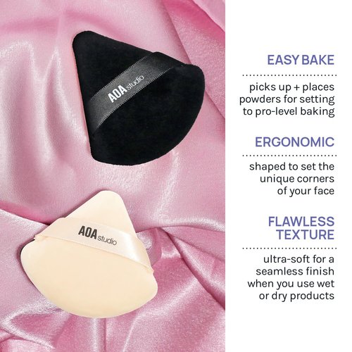 AOA Studio Velvet Puffs - Makeup Blender Sponge Set of 6 for Loose Powder | Black & Peach Colors