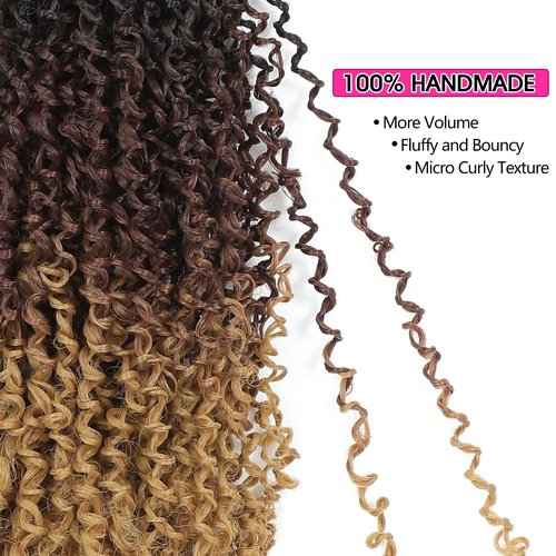 NAYOO Pre-Looped Yanky Twist Crochet Hair - 10 Inch 8 Packs (30 Stands/Pack) Spring Mini Twist Short Bob Passion Twist with Curly Ends Synthetic Pre-Looped Crochet Hair for Black Women