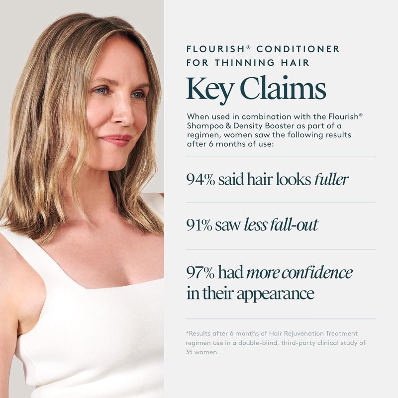 VIRTUE Flourish Conditioner - Sulfate-Free Hair Growth Formula for Fine, Thinning Hair | Color Safe, Detangles & Thickens