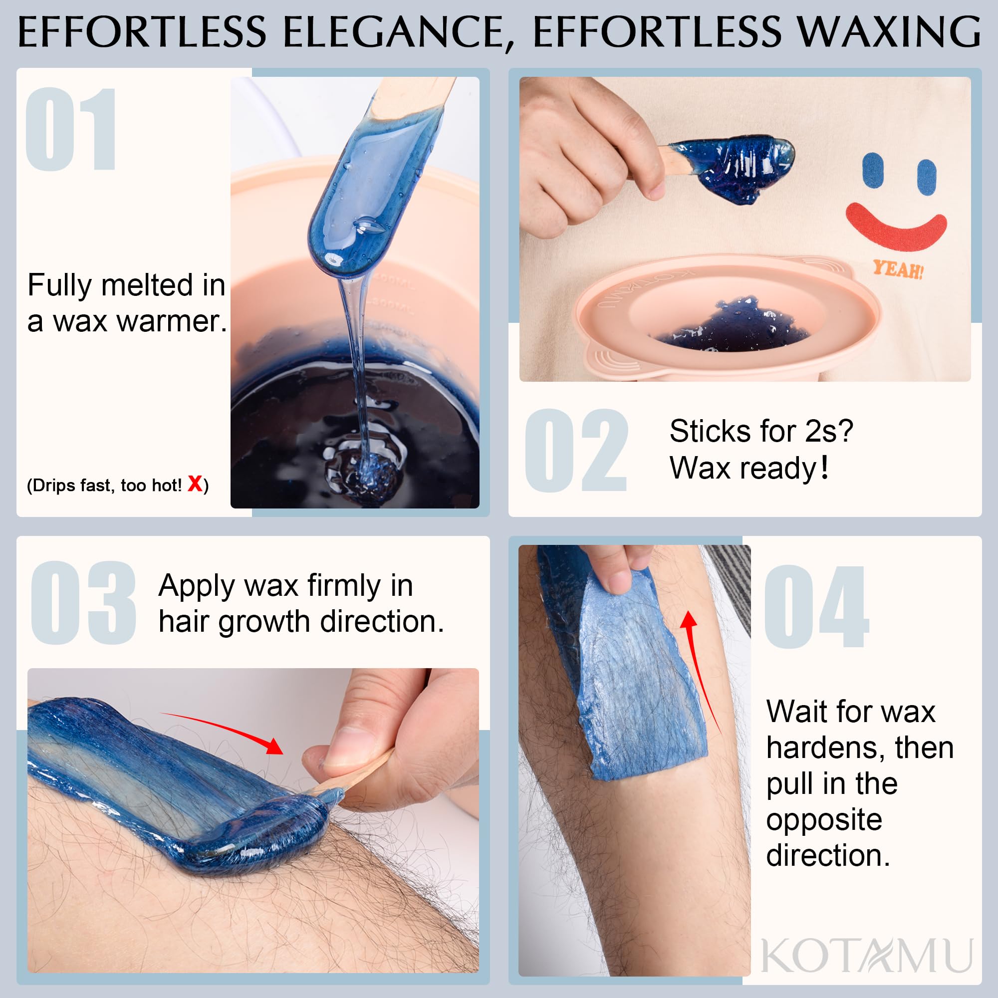 KOTAMU Waxing Kit for Women & Men, Digital Wax Warmer for Hair Removal
