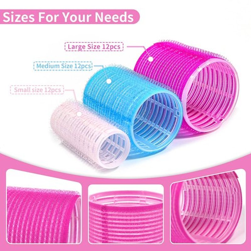**My Novel Things Hair Rollers Set - 50PCS Volume Curlers with 12 Clips & 2 Combs for All Hair Types**