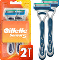 Gillette Sensor5 Men's Disposable Razors, 2 Count (Pack of 12)